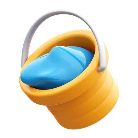 Bucket Water 3 D Render Illustration Icon 3D Icon