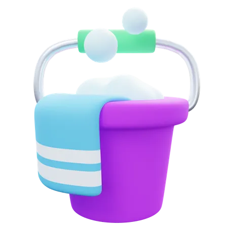 3 D Illustration Of Cleaning Water Bucket 3D Icon
