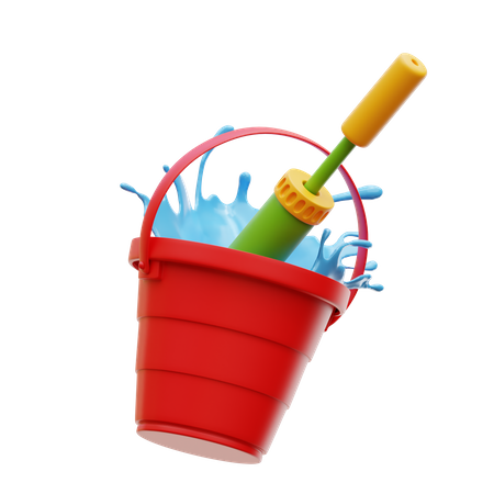 Water Bucket With Pichkari  3D Icon