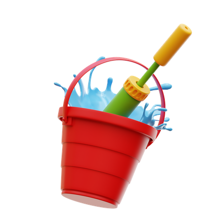 Water Bucket With Pichkari  3D Icon