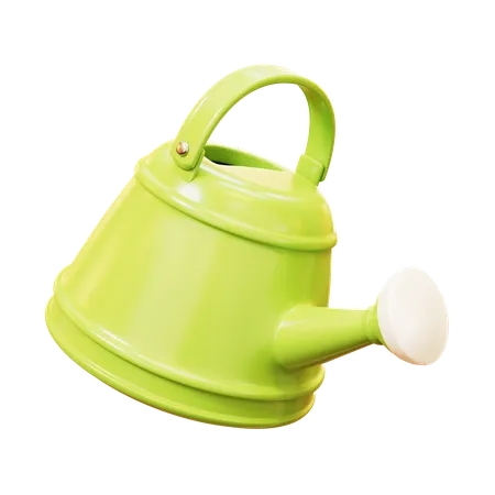 Cute Cartoon 3 D Green Watering Can Holding In Hand Tool And Equipment Of Gardening Farming Agriculture 3D Icon