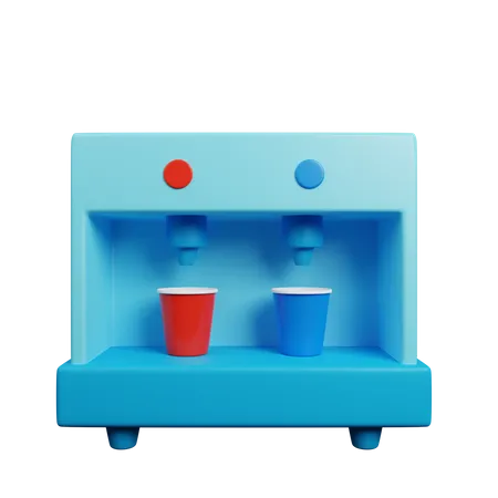 Water Dispenser With Cups 3D Illustration
