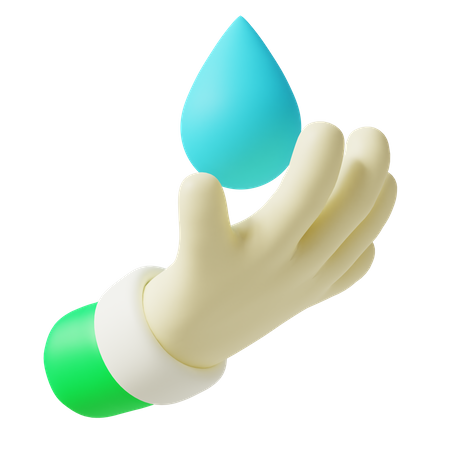 Water Drop On Hand 3D Icon