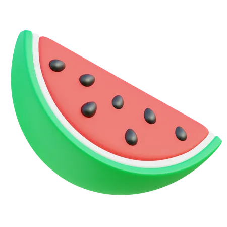 3 D Watermelon Slice With Seeds And Vibrant Green Rind 3D Icon