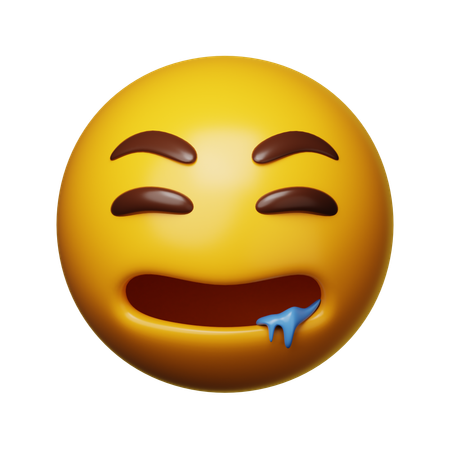 Water Mouth Emoji  3D Icon