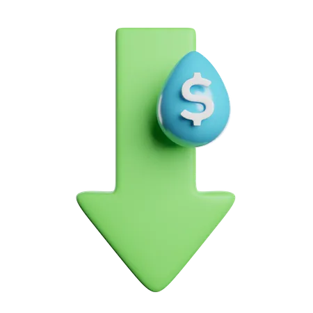 Down Water Price 3D Icon