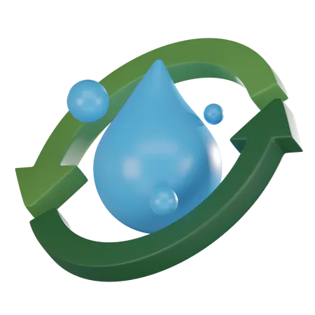 Environmental Responsibility Explore The Harmony Of A Refreshing Water Drop And The Iconic Recycle Symbol Perfect For Eco Friendly Concepts 3 D Render Illustration 3D Icon