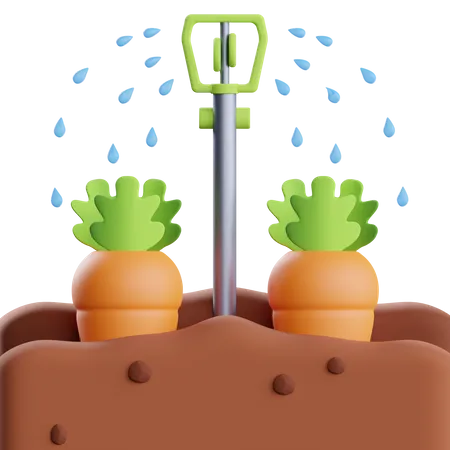 Water Spray On Carrot  3D Icon