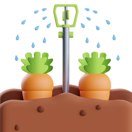 Water Spray On Carrot  3D Icon