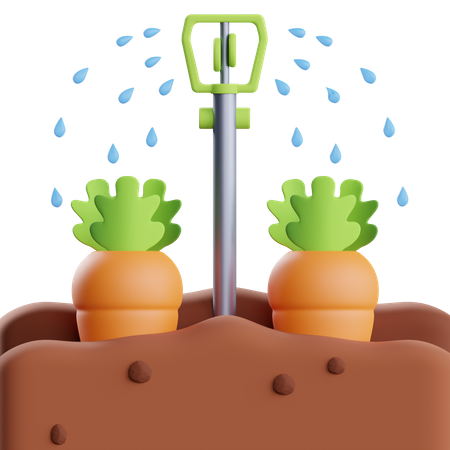Water Spray On Carrot  3D Icon