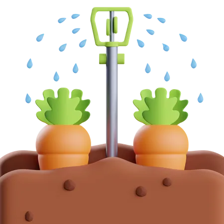 Water Spray On Carrot 3D Icon