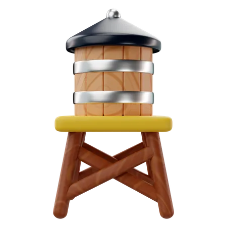 Adorable 3 D Rendering Of A Water Tower Icon 3D Icon