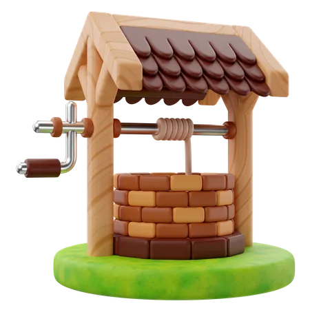 Adorable 3 D Rendering Of A Water Well Icon 3D Icon