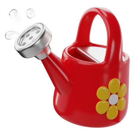 Adorable 3 D Rendering Of A Watering Can Spraying Icon 3D Icon