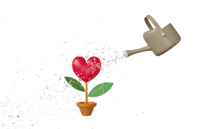 Watering Can With Heart  3D Icon