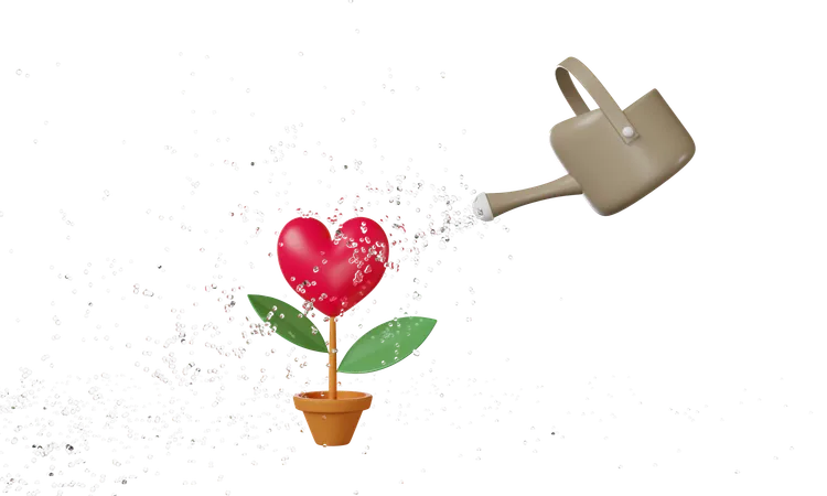 Watering Can With Heart  3D Icon