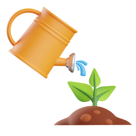 Watering On Plant  3D Illustration