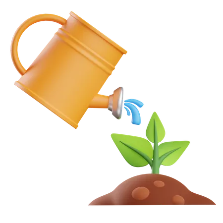 Watering On Plant  3D Illustration