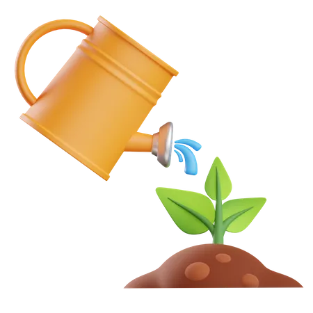 Watering On Plant 3D Illustration