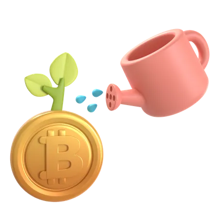 Watering To Bitcoin Plant 3D Icon
