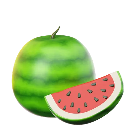 3 D Icon Fresh Watermelon On Transparent Background 3D Icon