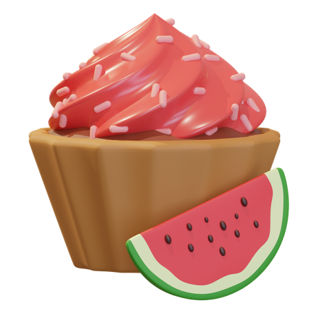 Watermelon Cupcake 3D Icon
