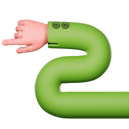 Wavy Green Sleeved Hand Is Pointing To The Left  3D Icon