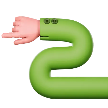 Wavy Green Sleeved Hand Is Pointing To The Left  3D Icon