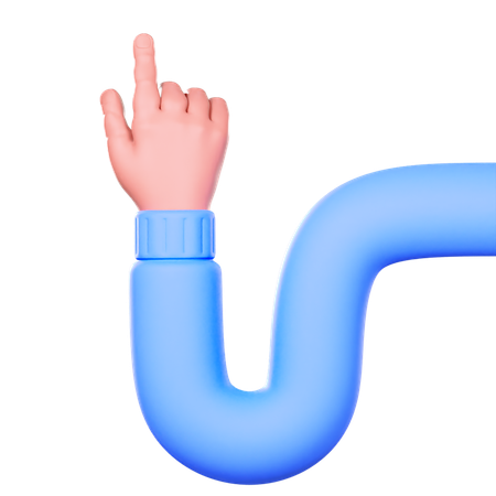 Wavy Hand With Blue Sleeve Is Pointing Upwards  3D Icon