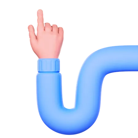 Wavy Hand With Blue Sleeve Is Pointing Upwards  3D Icon