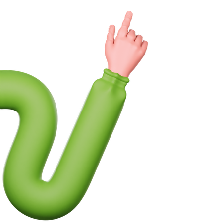 Wavy Hand With Green Sleeve Is Pointing To The Upper Right  3D Icon