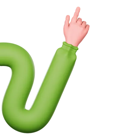 Wavy Hand With Green Sleeve Is Pointing To The Upper Right  3D Icon
