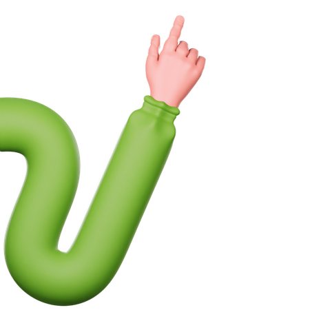 Wavy Hand With Green Sleeve Is Pointing To The Upper Right  3D Icon