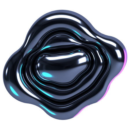 Wavy Liquid Chrome Blob  3D Icon