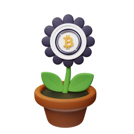 Wbtc Crypto Plant Pot  3D Icon