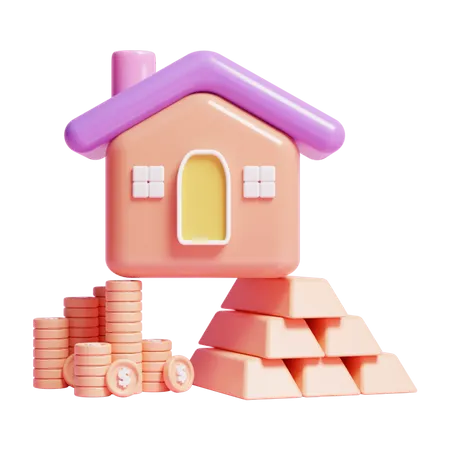 3 D House Icon With Dollar Coin Or Investing Money On Real State Business Concept Ui Icon Related Tags 3D Icon