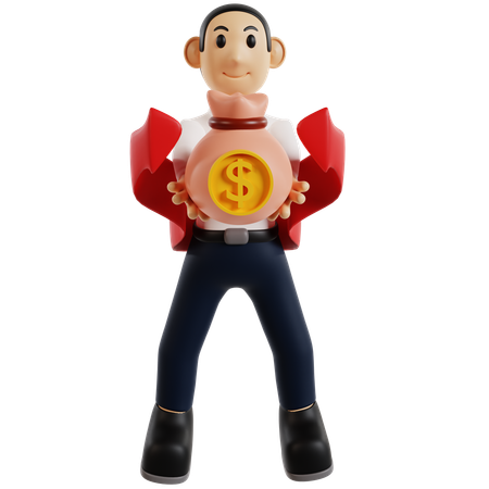 Wealthy Businessman Toy Figure  3D Illustration