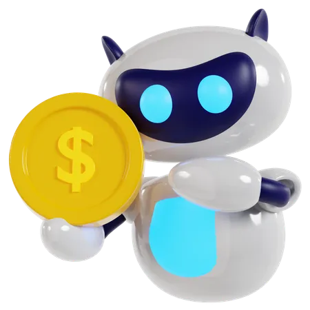 Wealthy Robot’s Money Pose  3D Illustration