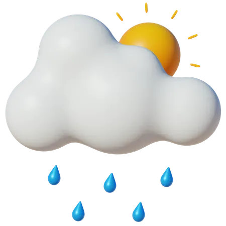 Weather Bright And Heavy Drizzling  3D Icon