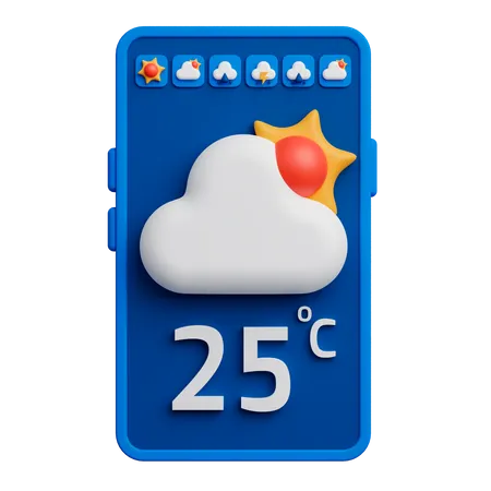 Weather Forecast Application On Smartphone 3D Icon