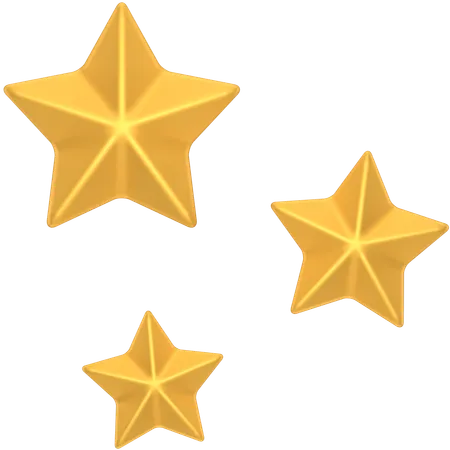 3 D Icon Of 3 Golden Stars 3D Icon