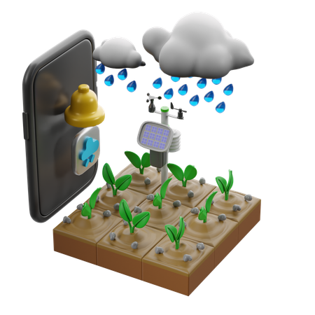 Weather Station Alerts To Stop Watering  3D Icon