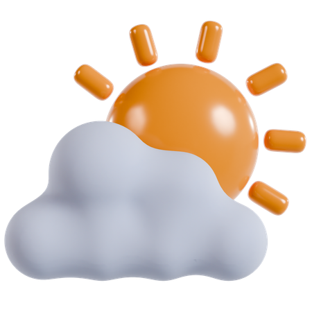 Weather Sunny Cloud Interface  3D Icon