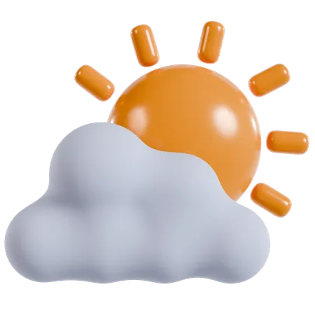 Weather Sunny Cloud Interface  3D Icon