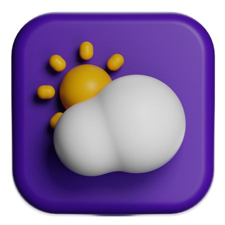 Weather With Sun And Cloud  3D Icon