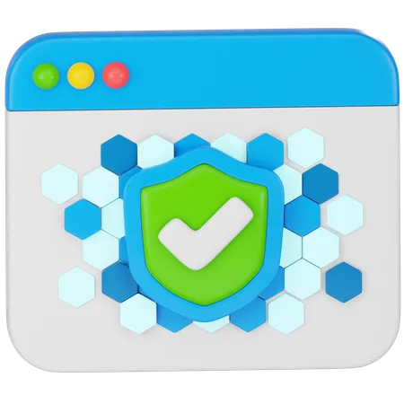 Web Browser Security Verification Shield 3D Icon