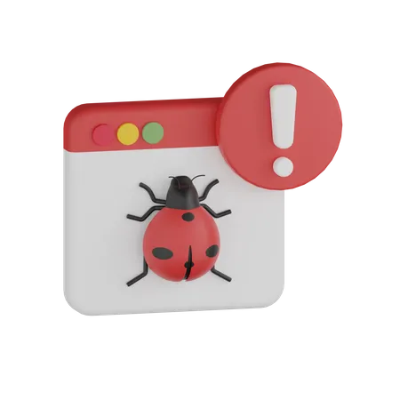 Browser Malware Bugs Warning 3D Icon