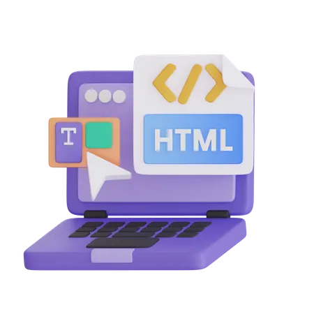 Editor html de programação de web design  3D Icon