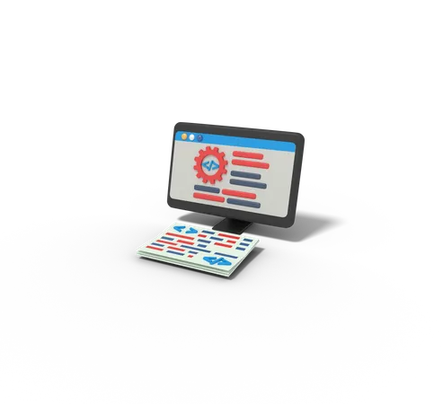 3 D Illustration Of Website Development Coding Setting 3D Icon