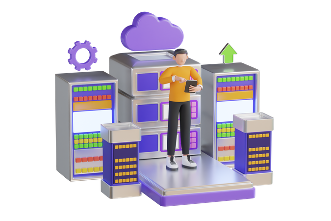 Web hosting infrastructure  3D Illustration